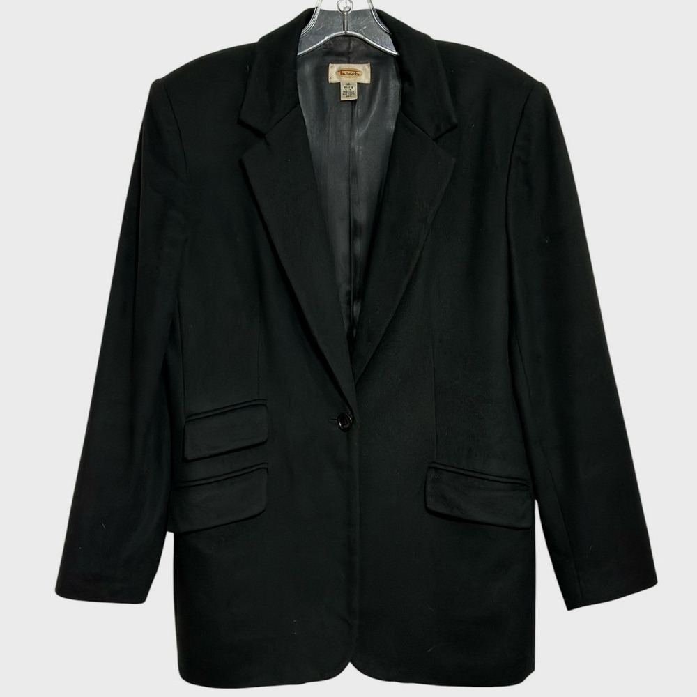 Vintage Talbots Blazer Women Black 100% Cashmere Made in USA Dark Academia 10